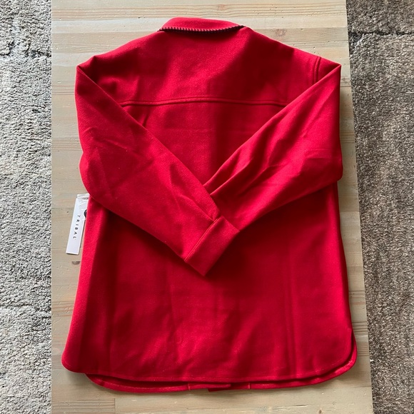 NWT Tribal Blanket Stitch Shacket Shirt Top Red Medium XL - Picture 4 of 10